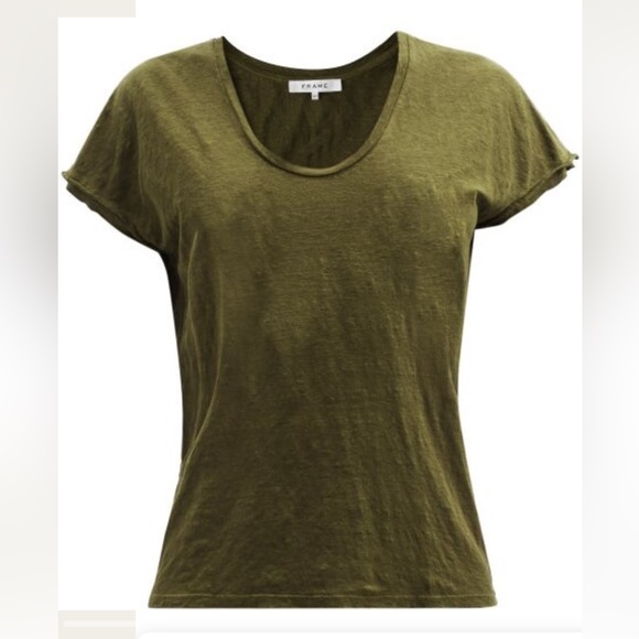 Frame organic linen easy scoop neck tee - Picture 1 of 11